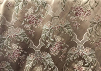 SWATCH Designer Brocade Jacquard Satin Fabric- Antique Floral Rose Gold - Fancy Styles Fabric Boutique