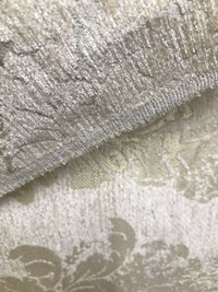 Lord Augustin Designer Velvet Chenille Burnout Damask Upholstery Fabric - Cream & Gold - Fancy Styles Fabric Pierre Frey Lee Jofa Brunschwig & Fils