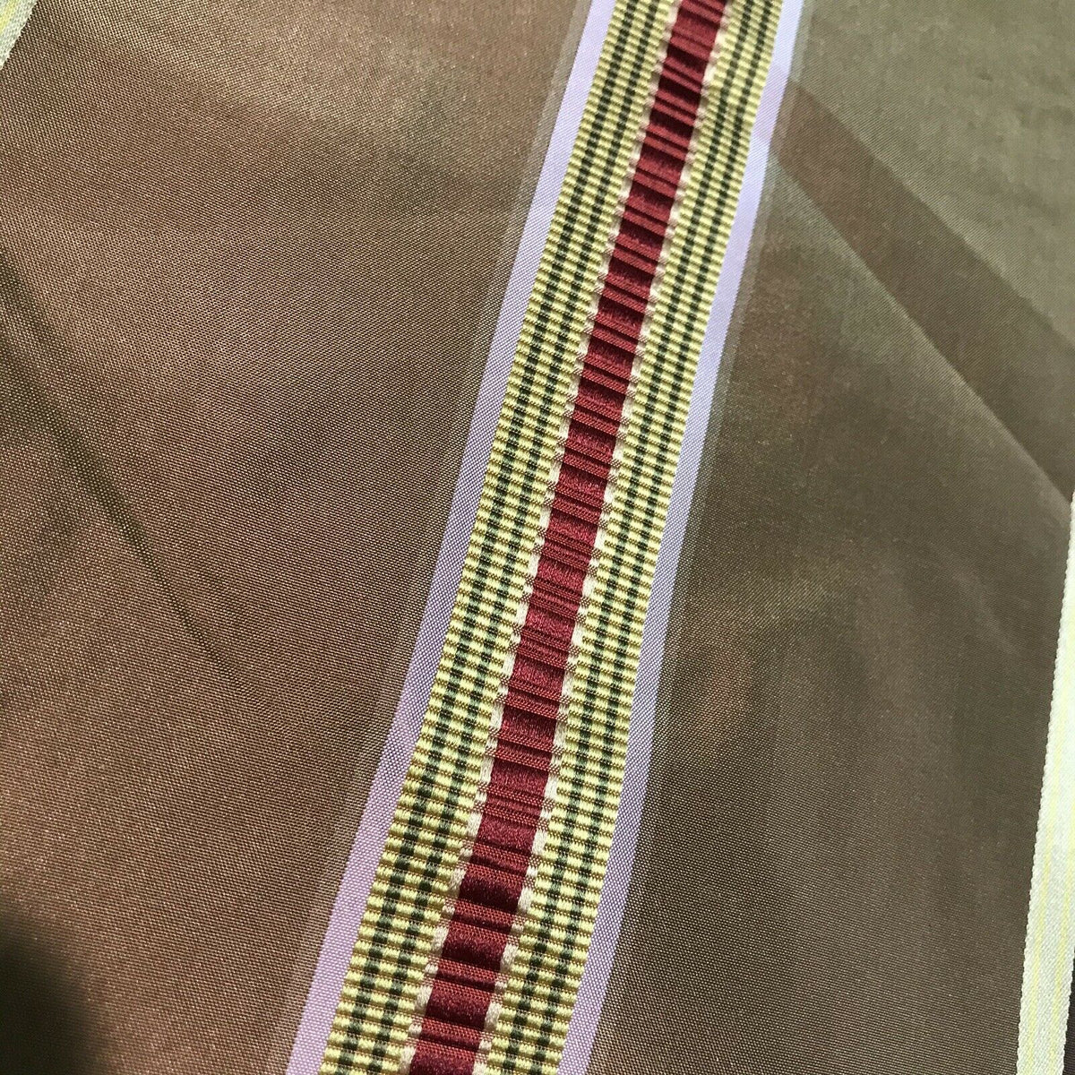 NEW! Lady Meryl Designer 100% Silk Taffeta Fabric -Red & Gold Ribbon Satin Stripes - Fancy Styles Fabric Pierre Frey Lee Jofa Brunschwig & Fils