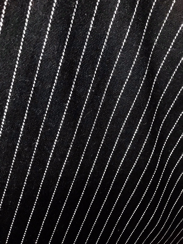 NEW Close-Out Designer Wool Dacron Pinstripe Coat Fabric - Black White - Fancy Styles Fabric Pierre Frey Lee Jofa Brunschwig & Fils