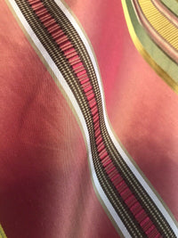 NEW Lady Antonia Designer 100% Silk Taffeta Dupioni Ribbon Stripes Fabric - Multicolor - Fancy Styles Fabric Pierre Frey Lee Jofa Brunschwig & Fils