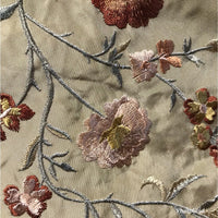 SALE! 100% Silk Taffeta Fabric - Embroidered Floral Taupe Gold - Fancy Styles Fabric Boutique
