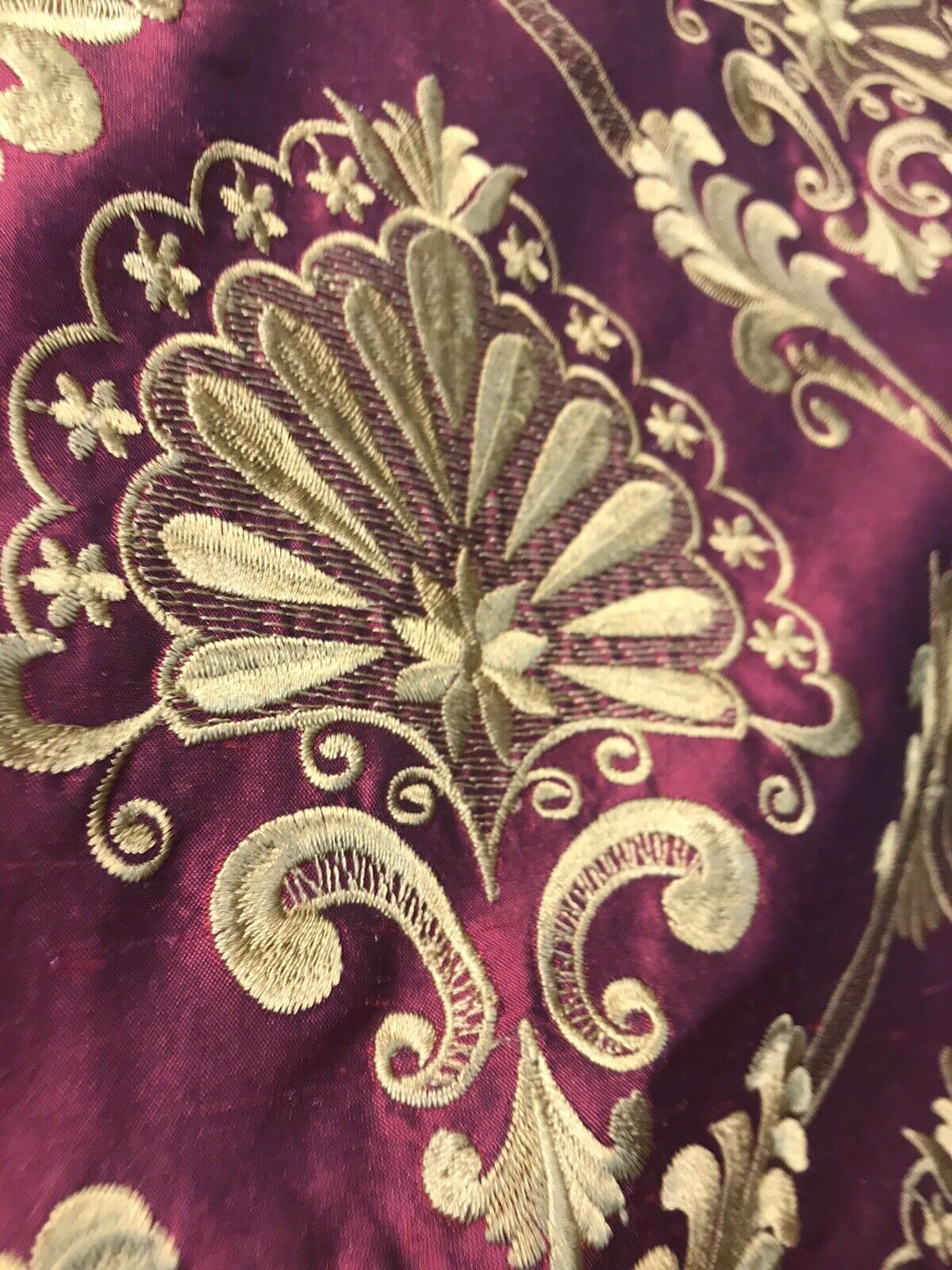 NEW Novelty 100% Silk Taffeta Embroidered Fabric Made In India- Red & Gold BTY - Fancy Styles Fabric Pierre Frey Lee Jofa Brunschwig & Fils