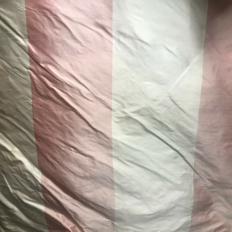 NEW Designer 100% Silk Dupioni Stripes Fabric - Pink And Cream 55” Wide BTY - Fancy Styles Fabric Pierre Frey Lee Jofa Brunschwig & Fils