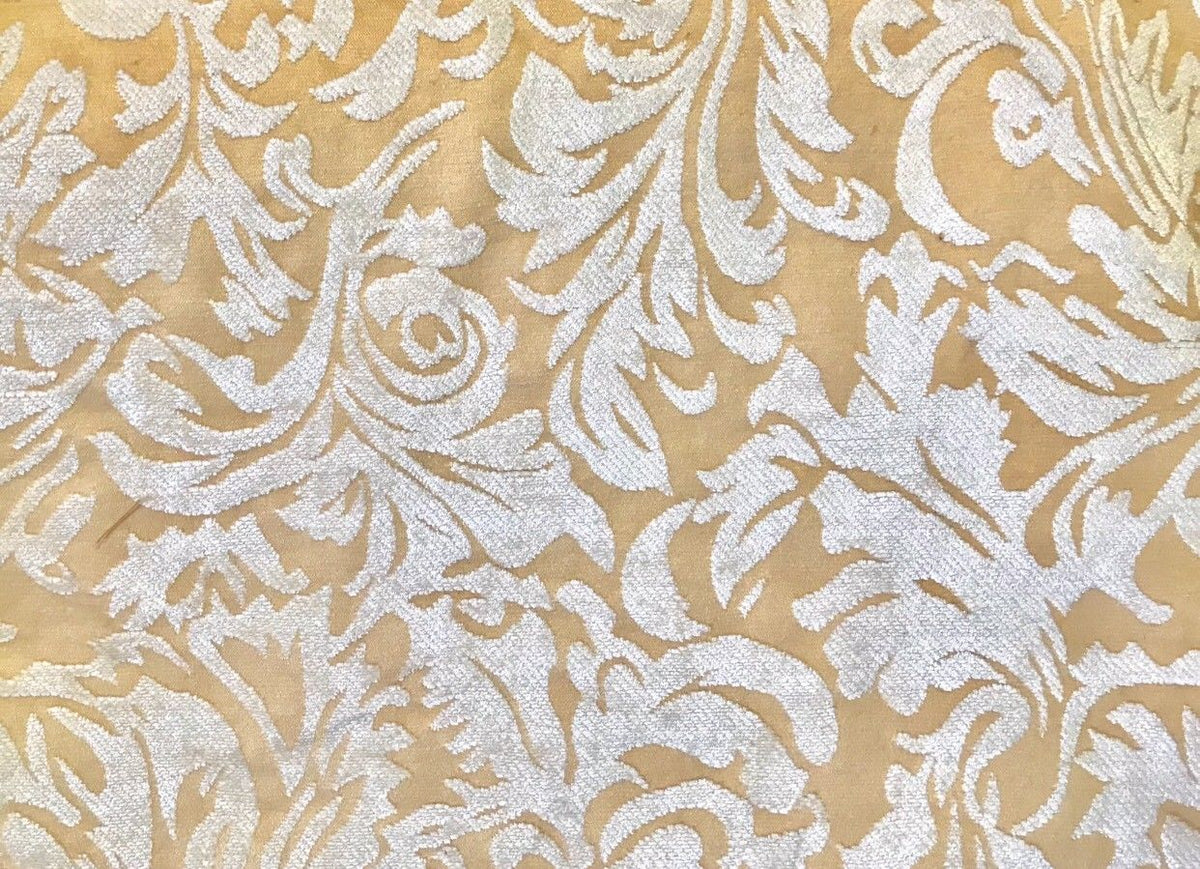 SALE! Designer Velvet Chenille Burnout Fabric - Cream Beige- Upholstery - Fancy Styles Fabric Pierre Frey Lee Jofa Brunschwig & Fils