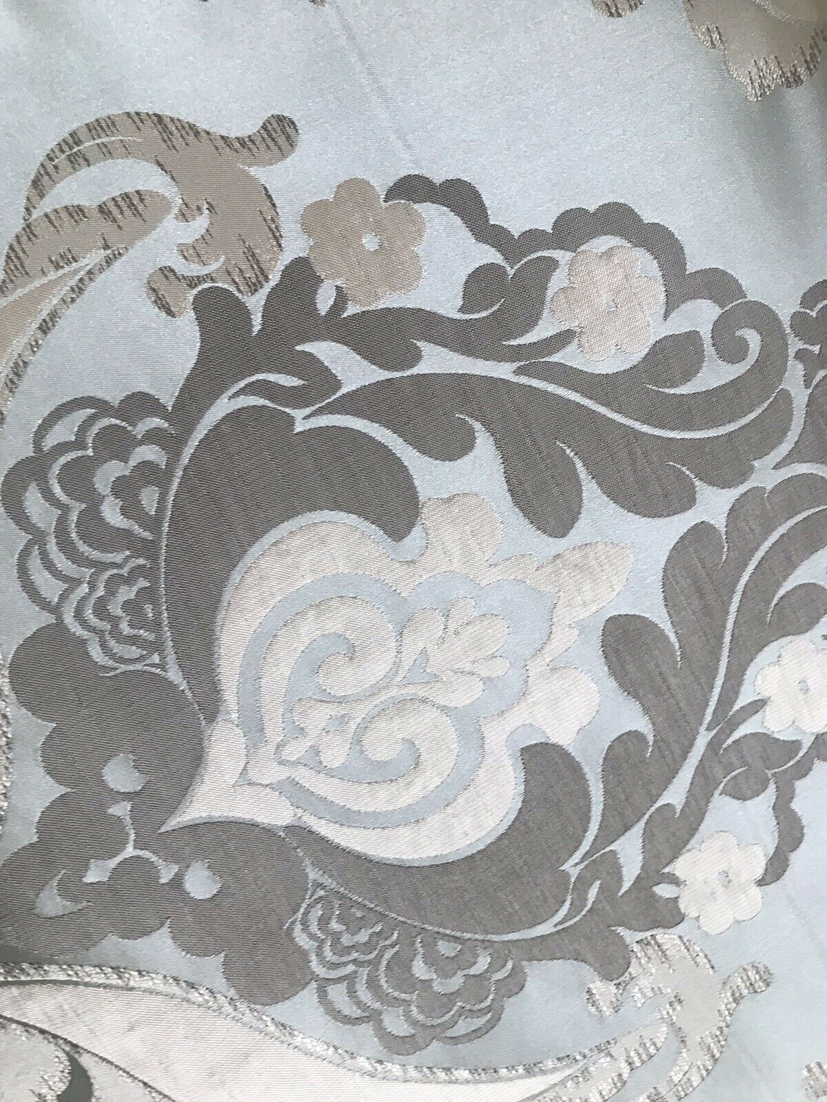 NEW! SALE! Duke Noah Designer Brocade Satin Fabric- Blue- Upholstery Damask Drapery - Fancy Styles Fabric Pierre Frey Lee Jofa Brunschwig & Fils