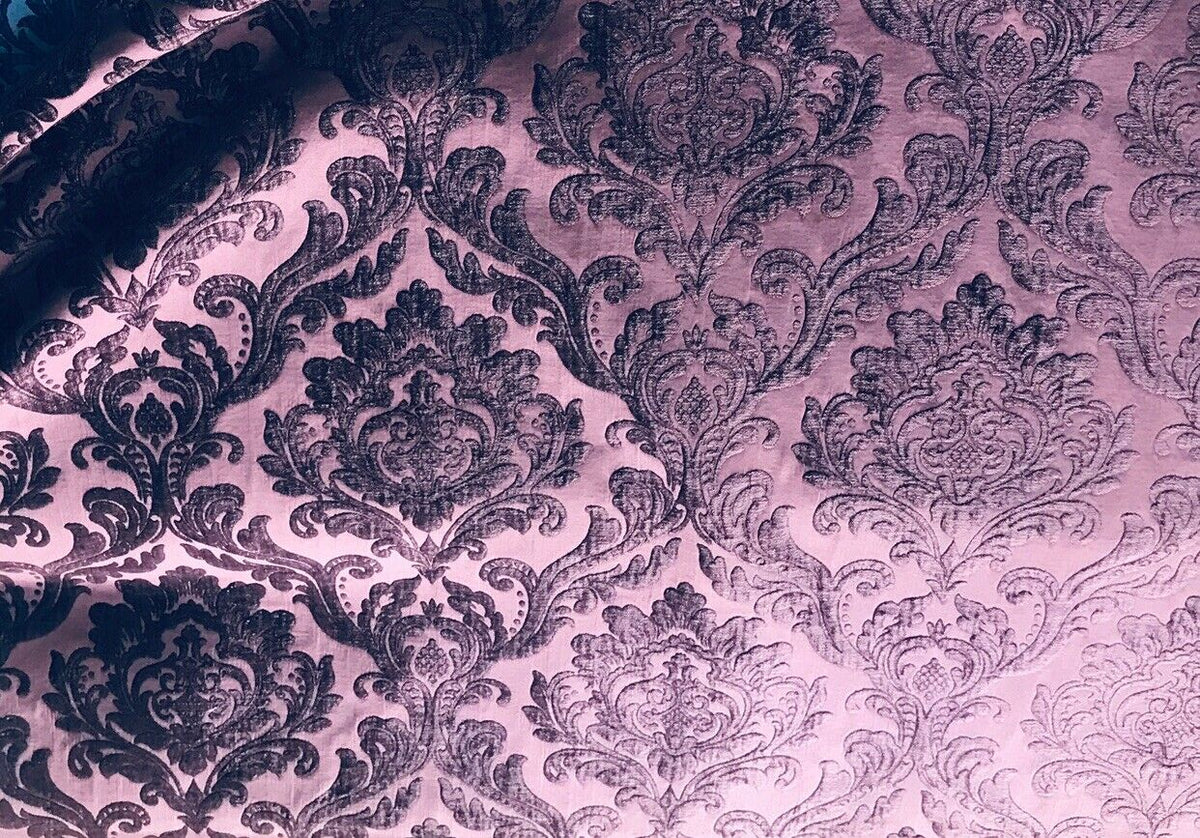 NEW Queen Isabella Designer Velvet Chenille Burnout Damask Upholstery Fabric - Purple - Fancy Styles Fabric Pierre Frey Lee Jofa Brunschwig & Fils