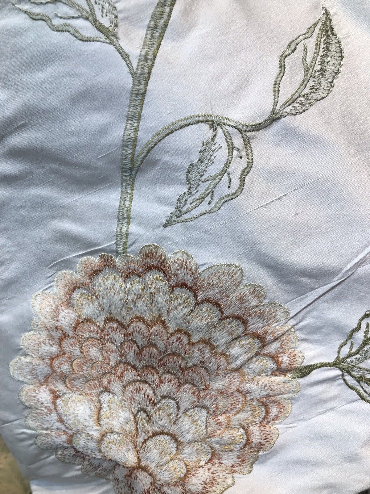NEW! Novelty 100% Silk Taffeta Embroidered Fabric - Made in India- Floral Ivory - Fancy Styles Fabric Boutique