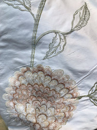 NEW! Novelty 100% Silk Taffeta Embroidered Fabric - Made in India- Floral Ivory - Fancy Styles Fabric Boutique