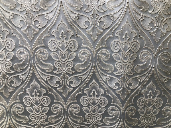 Designer Brocade Satin Fabric Interior Design- Light Silvery Blue- Upholstery - Fancy Styles Fabric Pierre Frey Lee Jofa