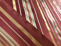 NEW! Lady Grace 100% Silk Taffeta Dupioni Fabric -Red & Gold Stripes - Fancy Styles Fabric Pierre Frey Lee Jofa Brunschwig & Fils