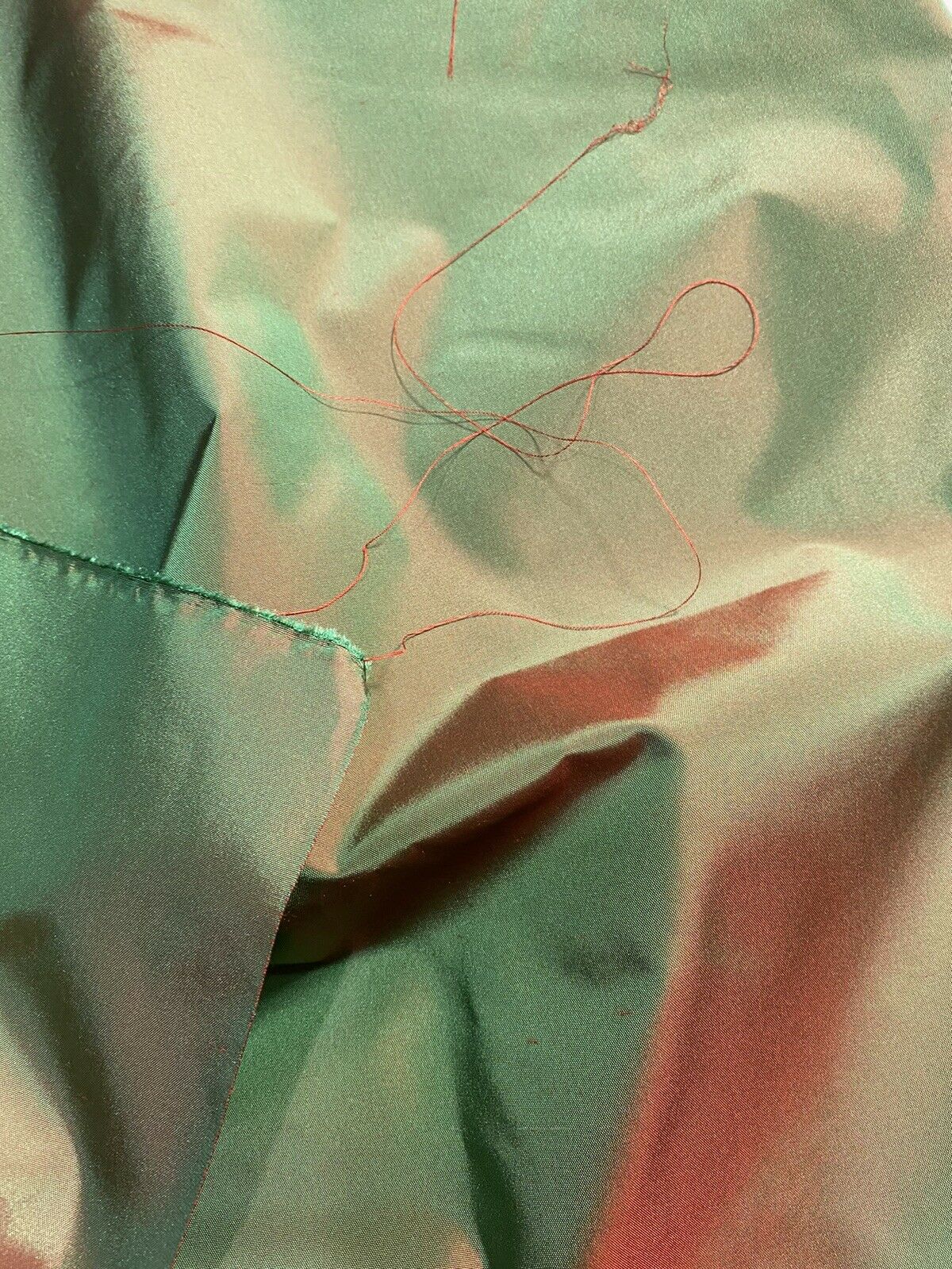 Lady Lisa Designer 100% Silk Taffeta Fabric - Electric Green with Cinnamon Red Iridescence - Fancy Styles Fabric Pierre Frey Lee Jofa Brunschwig & Fils