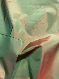 Lady Lisa Designer 100% Silk Taffeta Fabric - Electric Green with Cinnamon Red Iridescence - Fancy Styles Fabric Pierre Frey Lee Jofa Brunschwig & Fils