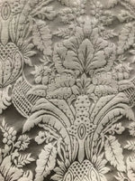 2 Yard Remnant- Prince Caspian 100% Silk Taffeta Fabric Damask Brocade Silver-Taupe - Fancy Styles Fabric Pierre Frey Lee Jofa Brunschwig & Fils