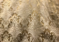 NEW! SALE! Designer Damask Satin Fabric- Antique Gold Beige - Upholstery Brocade - Fancy Styles Fabric Boutique