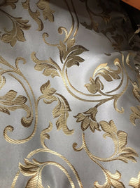 Prince Gaspard Designer Brocade Satin Fabric - Silver Blue Gold  Floral Upholstery Damask - Fancy Styles Fabric Pierre Frey Lee Jofa Brunschwig & Fils
