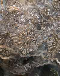 Beaded Pearl Scalloped Edges Wedding Lace Mesh Gold Silver Fabric - Fancy Styles Fabric Pierre Frey Lee Jofa Brunschwig & Fils