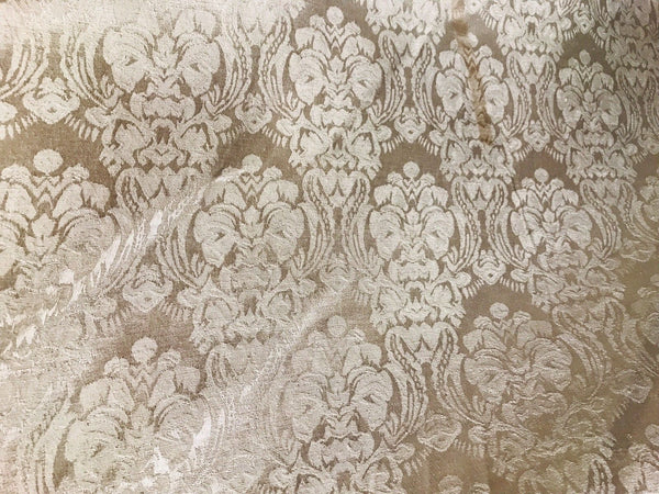 NEW SALE Designer Brocade Satin Damask Fabric- Antique Rose Gold- By The yard - Fancy Styles Fabric Boutique