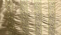 NEW! Lady Margot 100% Silk Dupioni Embroidered Floral Stripes Fabric- Khaki & Green - Fancy Styles Fabric Pierre Frey Lee Jofa Brunschwig & Fils