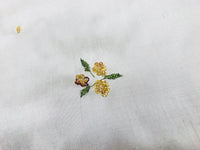SALE! Beaded Floral 100% Silk Taffeta Fabric - Ivory W/ Yellow Beaded Flowers - Fancy Styles Fabric Boutique