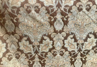 NEW Sir Christian Designer Burnout Damask Brocade Fabric - Brown And Light Blue - Fancy Styles Fabric Pierre Frey Lee Jofa Brunschwig & Fils