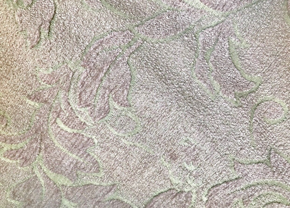 SALE! Designer Velvet Chenille Burnout Fabric - Antique Pink And Aqua - Fancy Styles Fabric Pierre Frey Lee Jofa Brunschwig & Fils