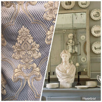 NEW Princess Clara Designer Satin Damask Upholstery Drapery Fabric - Pewter Gray BTY - Fancy Styles Fabric Pierre Frey Lee Jofa Brunschwig & Fils