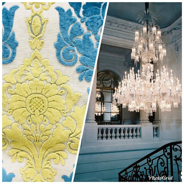 SWATCH- Imported Belgium Burnout Damask Chenille Velvet Fabric Upholstery - Fancy Styles Fabric Boutique