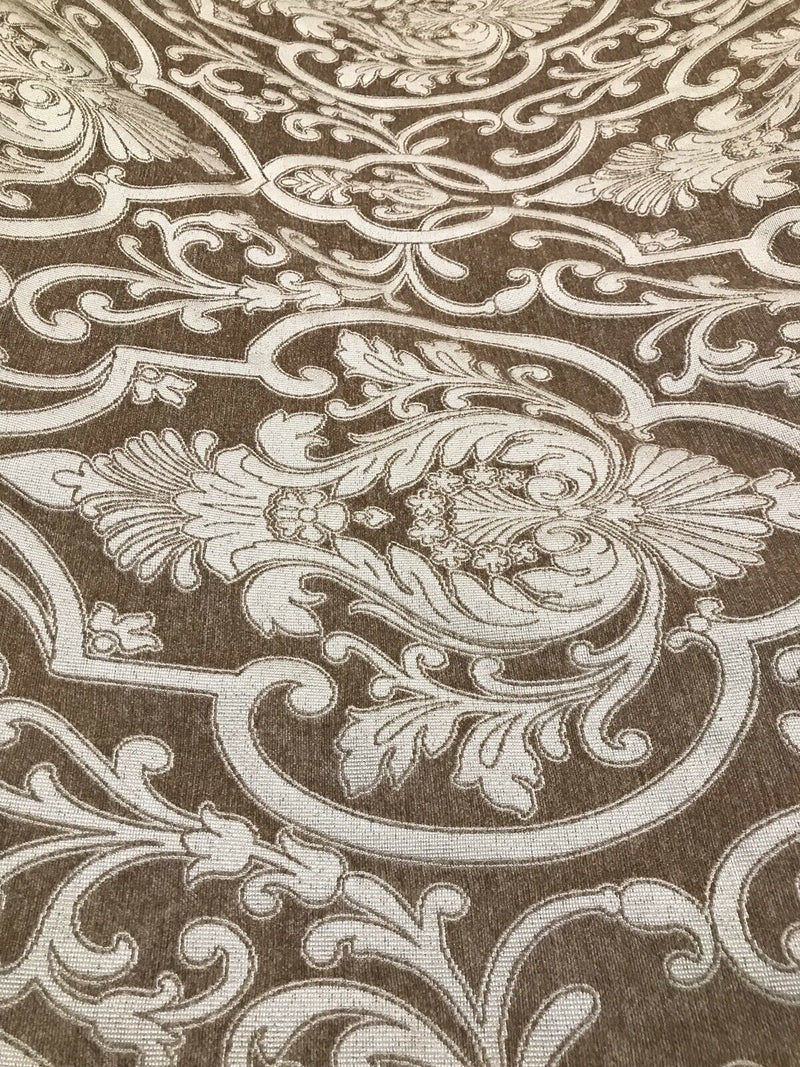 SWATCH Double Sided Burnout Chenille Velvet Fabric- Taupe Upholstery Damask - Fancy Styles Fabric Pierre Frey Lee Jofa Brunschwig & Fils