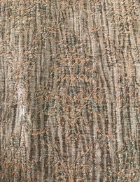 SALE! Designer Crinkle Velvet Chenille Burnout Fabric - Antique Olive W/ Peach - Fancy Styles Fabric Pierre Frey Lee Jofa Brunschwig & Fils