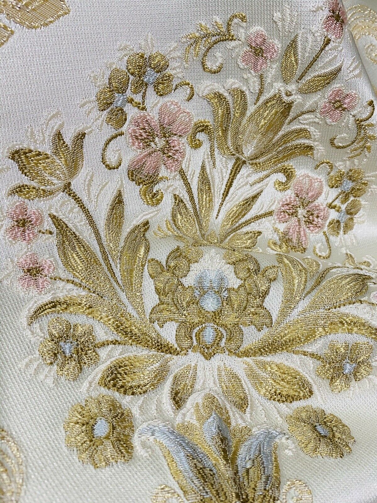 NEW Queen Antionette Novelty Ritz Neoclassical Brocade Damask Floral Satin Fabric - Ivory - Fancy Styles Fabric Pierre Frey Lee Jofa Brunschwig & Fils