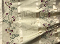Princess Harriet Designer 100% Silk Taffeta Dupioni Embroidery Floral Fabric -Gold - Fancy Styles Fabric Pierre Frey Lee Jofa Brunschwig & Fils