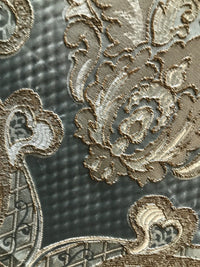 SWATCH Antique Inspired Eggshell Silver Blue Satin Brocade Upholstery Fabric - Fancy Styles Fabric Pierre Frey Lee Jofa Brunschwig & Fils