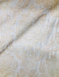 Queen Isabella Designer Drapery Damask Burnout Chenille Velvet Fabric - Pearl Ivory - Fancy Styles Fabric Pierre Frey Lee Jofa Brunschwig & Fils