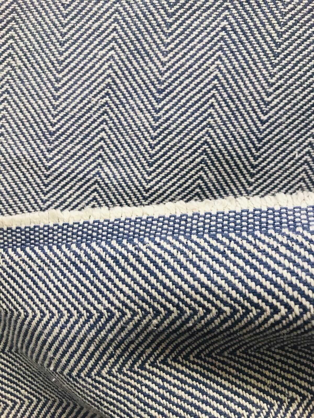 NEW Countess Cora Novelty Designer Herringbone Chevron Upholstery & Drapery Tweed Fabric - Blue - Fancy Styles Fabric Pierre Frey Lee Jofa Brunschwig & Fils