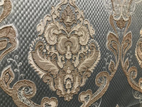 SWATCH Antique Inspired Eggshell Silver Blue Satin Brocade Upholstery Fabric - Fancy Styles Fabric Pierre Frey Lee Jofa Brunschwig & Fils