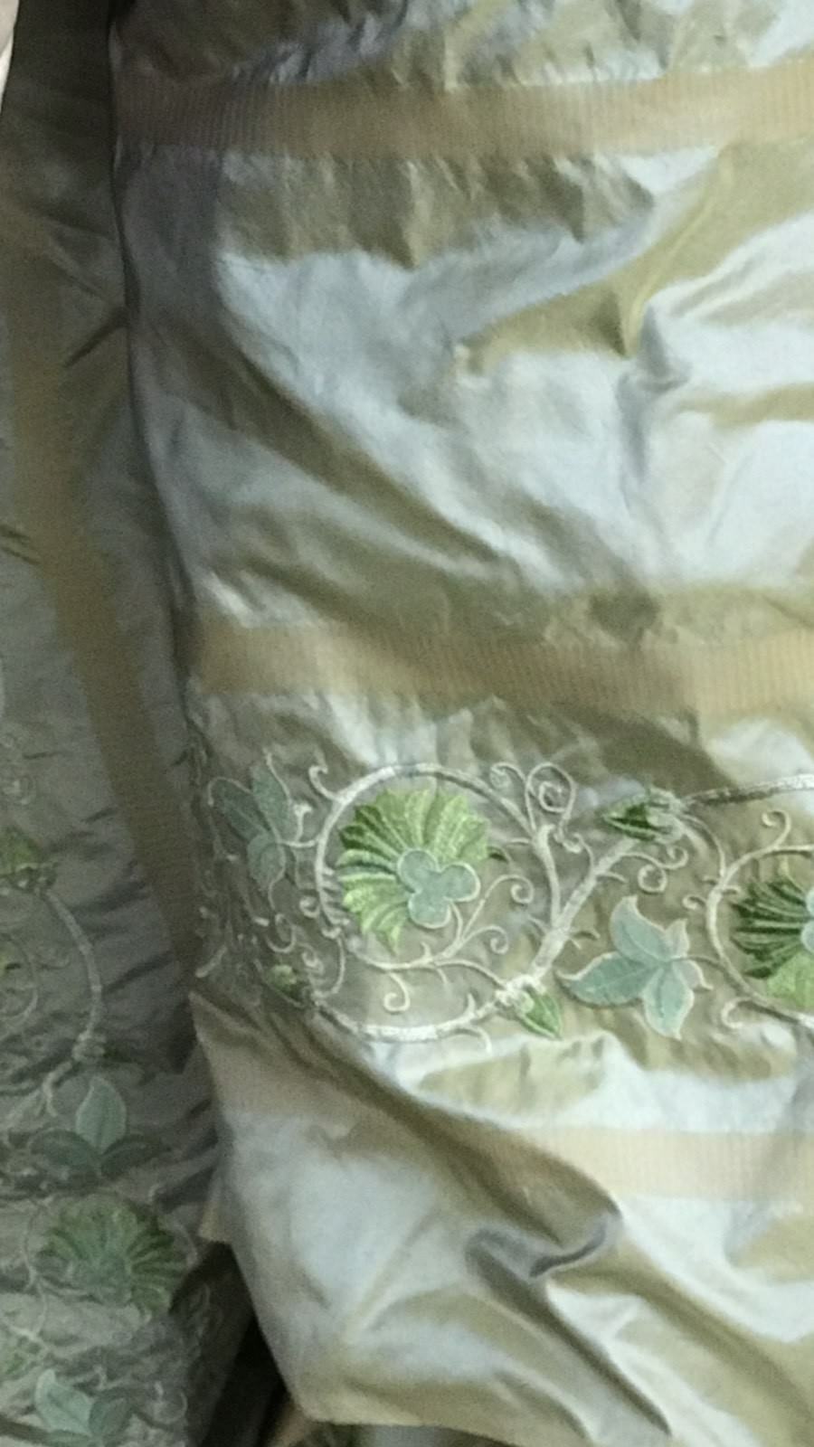 SWATCH Duchess Jezebel Designer 100% Silk Taffeta Aqua Green Fabric Embroidered Drapery - Fancy Styles Fabric Pierre Frey Lee Jofa Brunschwig & Fils