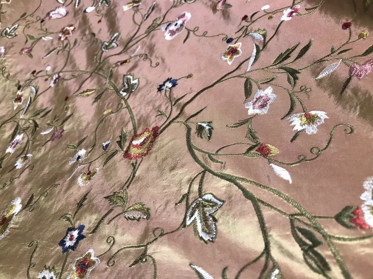 Designer 100% Silk Taffeta Interior Design Fabric - Rose Gold Iridescent - Fancy Styles Fabric Pierre Frey Lee Jofa Brunschwig & Fils