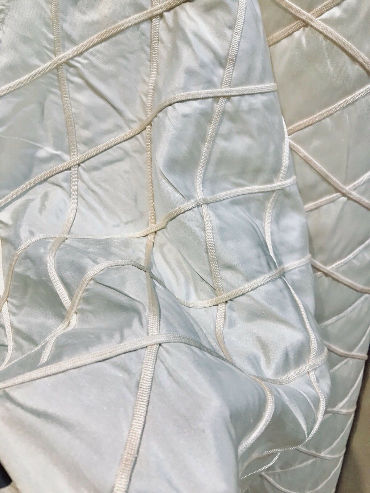 Queen Peyton 100% Silk Satin Quilted Designer Fabric- Ivory And Pink - Fancy Styles Fabric Pierre Frey Lee Jofa Brunschwig & Fils