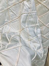 Queen Peyton 100% Silk Satin Quilted Designer Fabric- Ivory And Pink - Fancy Styles Fabric Pierre Frey Lee Jofa Brunschwig & Fils