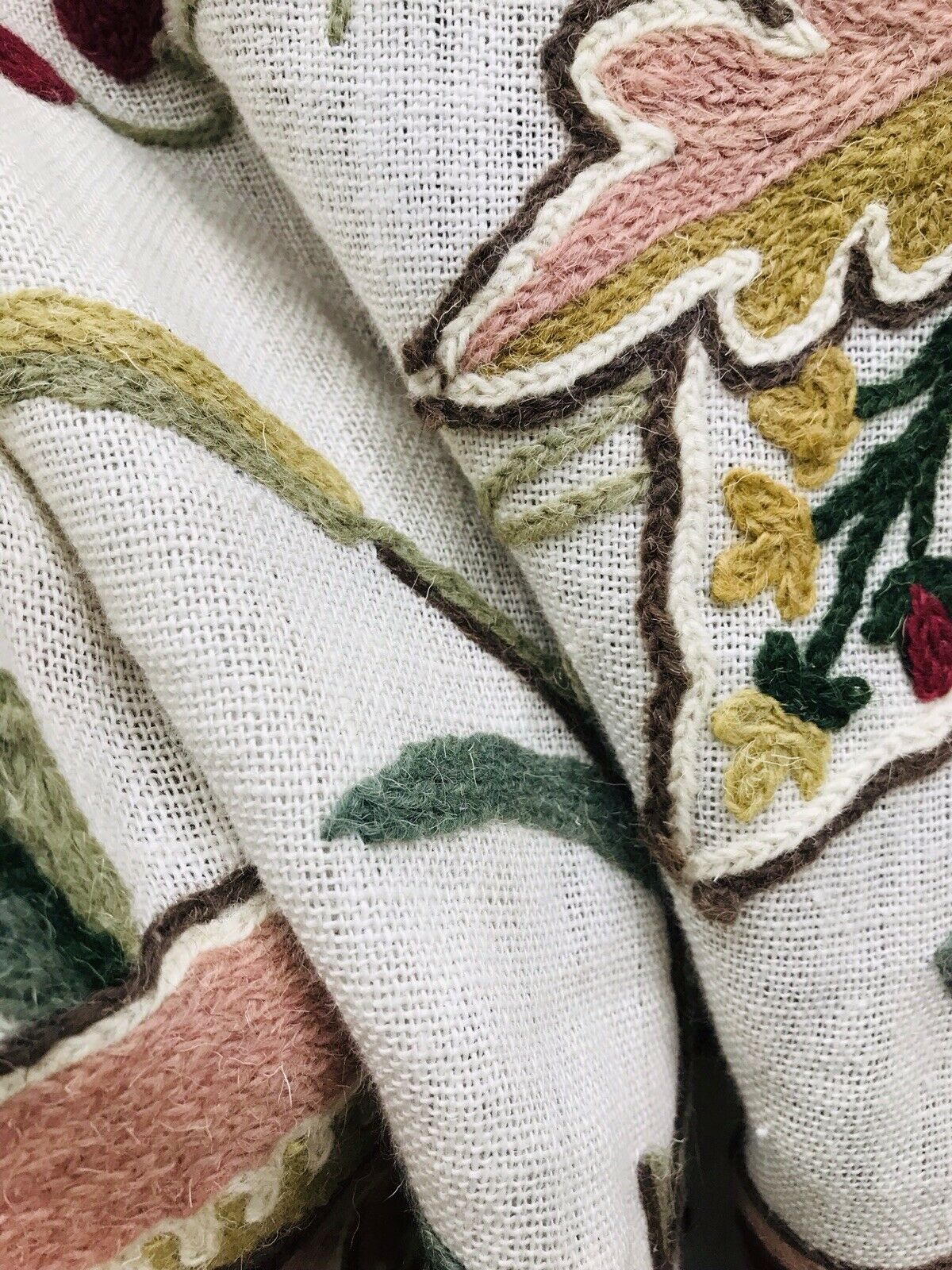 Novelty Floral Wool Yarn Embroidery Linen Inspired Fabric Upholstery Drapery - Fancy Styles Fabric Pierre Frey Lee Jofa Brunschwig & Fils