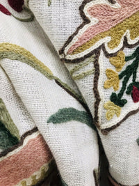 Novelty Floral Wool Yarn Embroidery Linen Inspired Fabric Upholstery Drapery - Fancy Styles Fabric Pierre Frey Lee Jofa Brunschwig & Fils