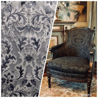 NEW! Antique Inspired Burnout Velvet Damask Fabric - Upholstery Gray Brocade - Fancy Styles Fabric Boutique