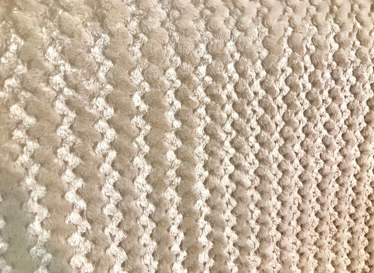Designer Luxury Faux Fur Plush Fabric- Beige And Shell- Sold By The Yard - Fancy Styles Fabric Pierre Frey Lee Jofa Brunschwig & Fils