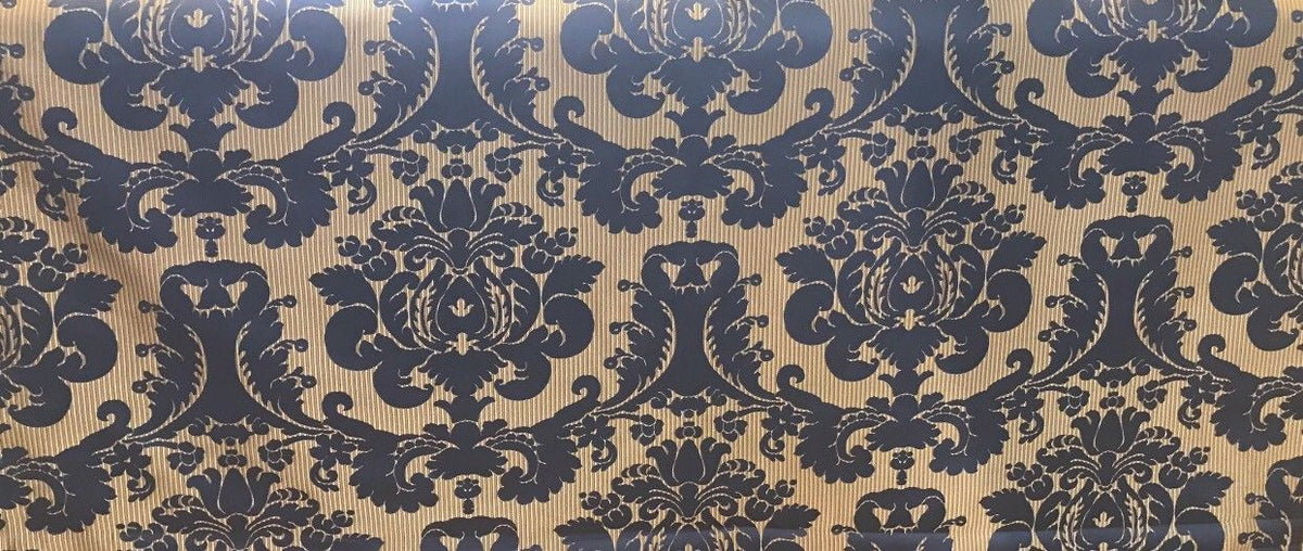 NEW! Designer Brocade Satin Fabric- Electric Navy Blue- Upholstery Damask - Fancy Styles Fabric Pierre Frey Lee Jofa Brunschwig & Fils