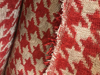 NEW Designer Upholstery Oversized Houndstooth Pattern Fabric - Red & Natural - Fancy Styles Fabric Pierre Frey Lee Jofa Brunschwig & Fils