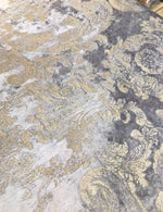 NEW! Burnout Antique Inspired Velvet Fabric Silver Lavender-Gray And Gold - Fancy Styles Fabric Pierre Frey Lee Jofa Brunschwig & Fils