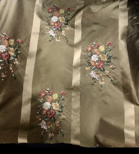 NEW Designer 100% Silk Taffeta Dupioni Decorating Fabric Embroidery Floral Gold - Fancy Styles Fabric Pierre Frey Lee Jofa Brunschwig & Fils