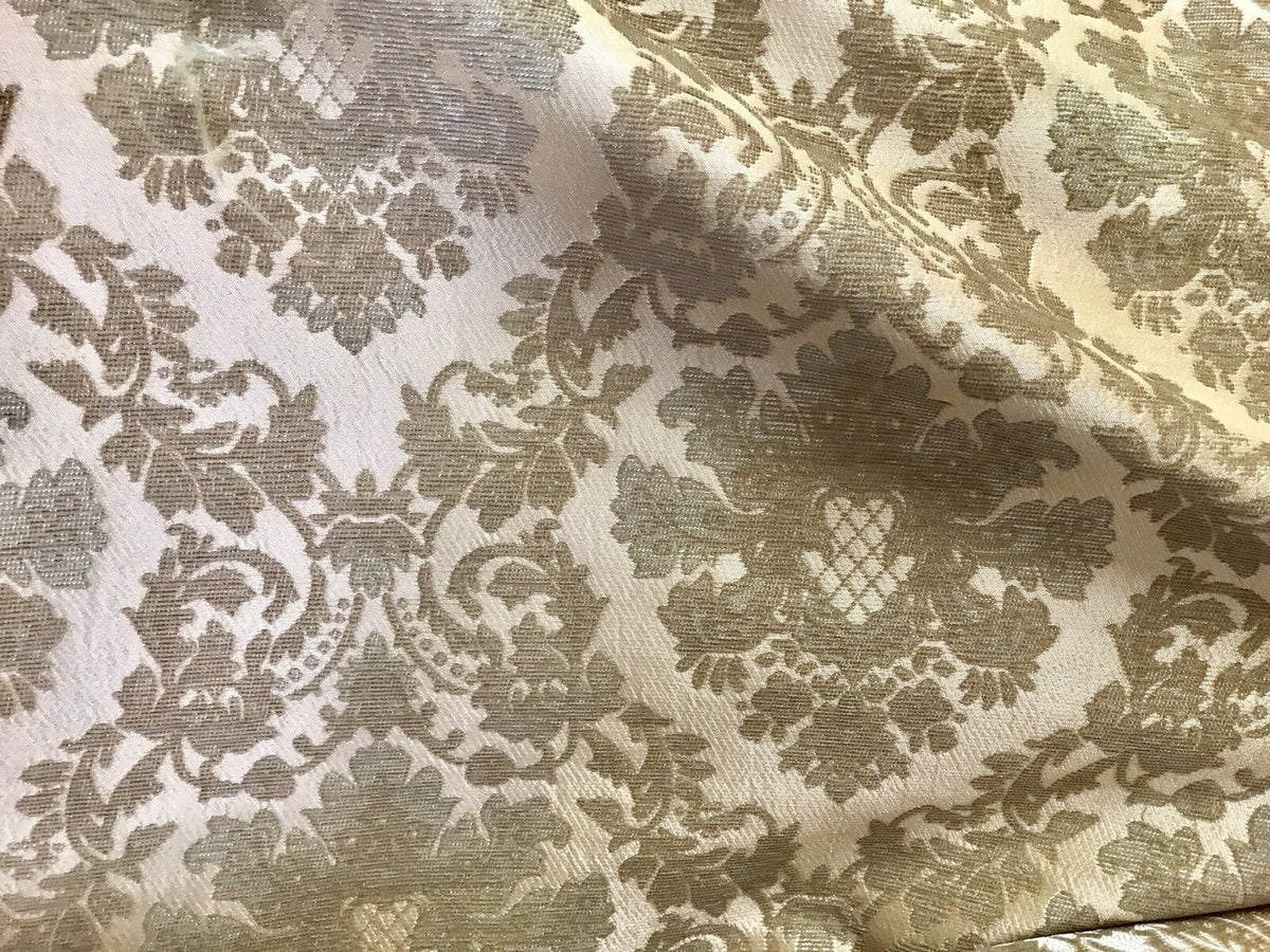 Lady Lauren Damask Burnout Chenille Velvet Fabric - Upholstery Taupe & Peach - Fancy Styles Fabric Pierre Frey Lee Jofa Brunschwig & Fils