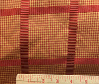 NEW! Miss Jaqueline Designer 100% Silk Taffeta Gingham Ribbon Stripes Plaid Fabric -Red Gold - Fancy Styles Fabric Pierre Frey Lee Jofa Brunschwig & Fils